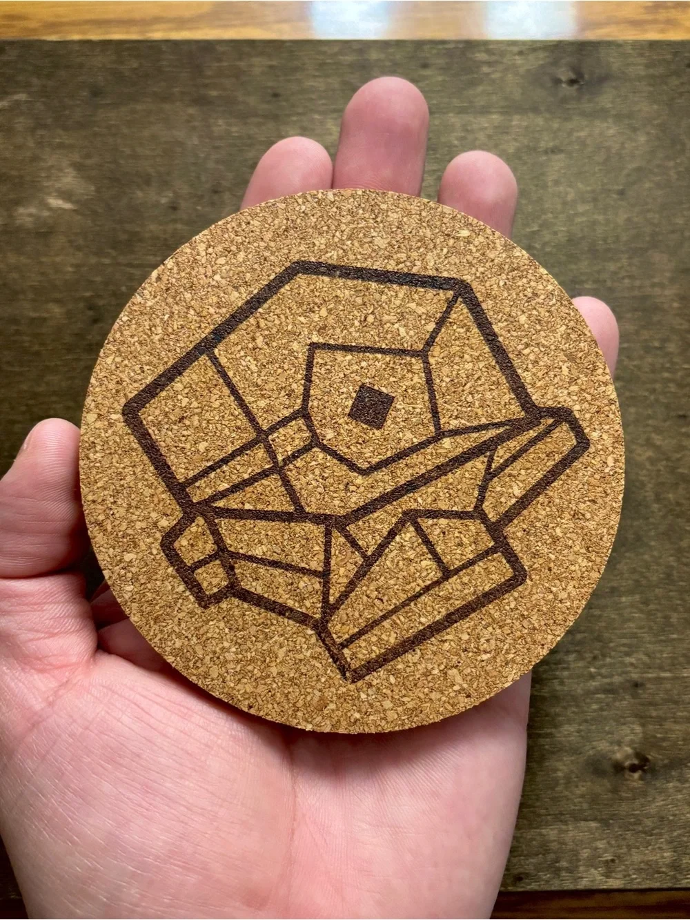 Pokemon Porygon Face Laser Engraved Cork Coaster